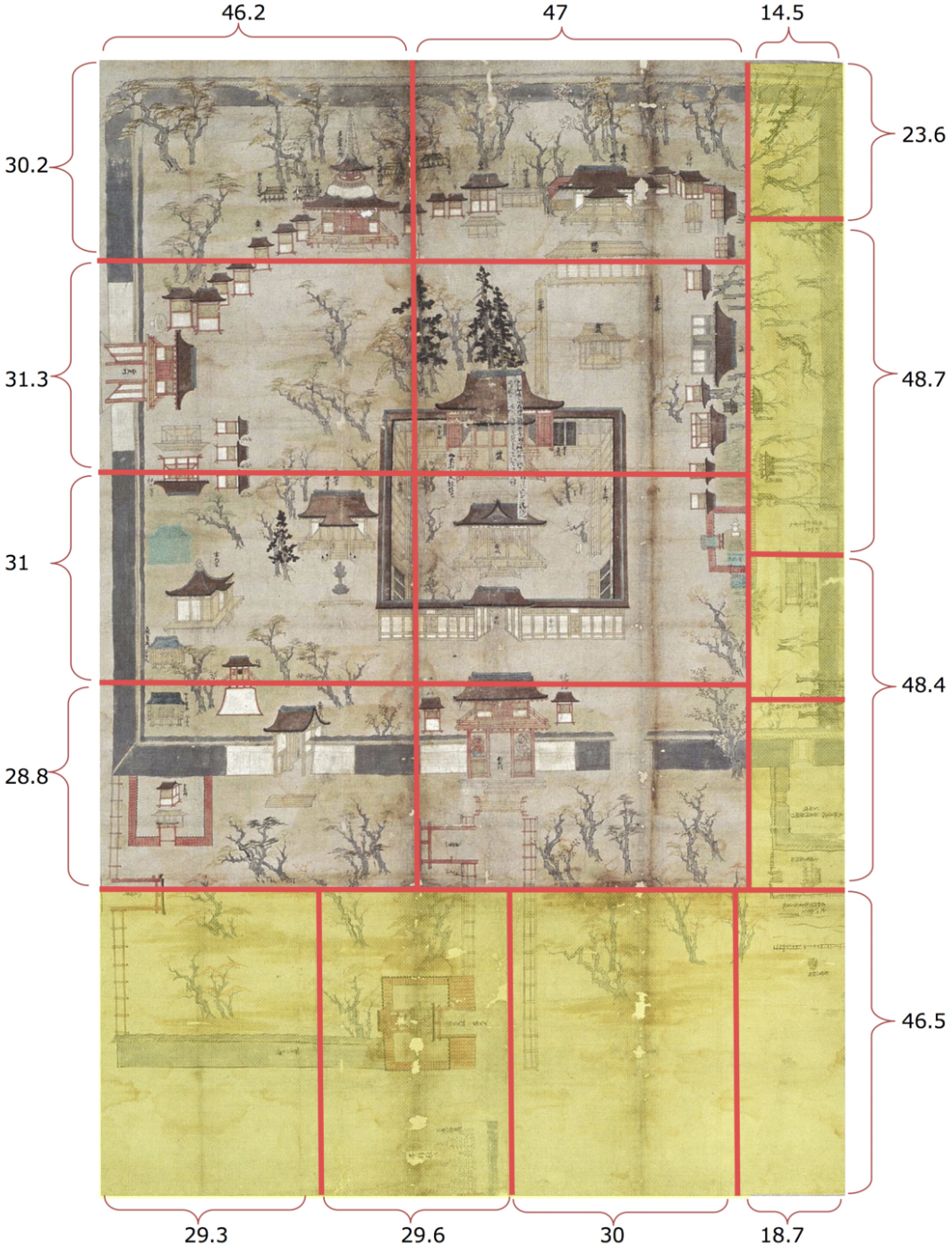 表具全図の紙継寸法図